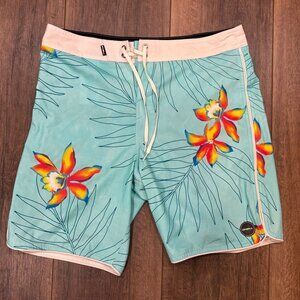 ONeill Hyperfreak Mens Floral Boardshorts Size 32 Turquoise‎